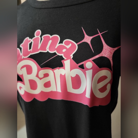 New Latina Barbie crew neck handmade black tee - Picture 2 of 3